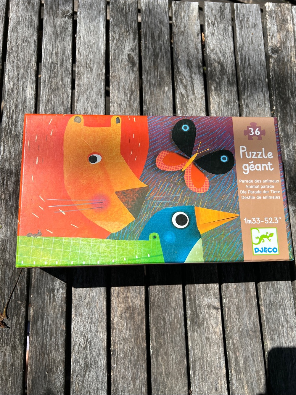 Djeco Kids Giant Puzzle - Animal Parade in Red, Orange & Blue
